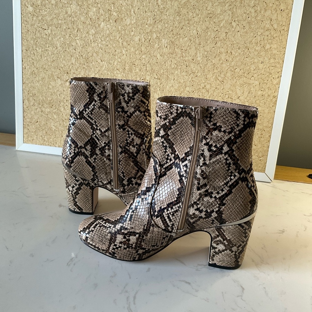 ASOS Beige and Black Snakeskin Ankle Boots